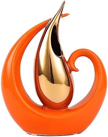Amazon.com: LINYTHER Orange and Gold Vase Modern Donut Vase Dining ...