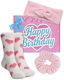 Lily England Cozy Birthday Gift for Girls - Self-Care Birthday Gift Set - Fluffy Socks, Headband & Scrunchie - Thoughtful Present for Teen Girls in Attractive Pink