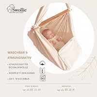 Swollie Baby Federwiege - ab Geburt bis 15 Kg - Bio-Baumwolle mit Schafwollmatratze - sicher und ergonomisch schlafen (Deckenbefestigung) – Ansicht 4