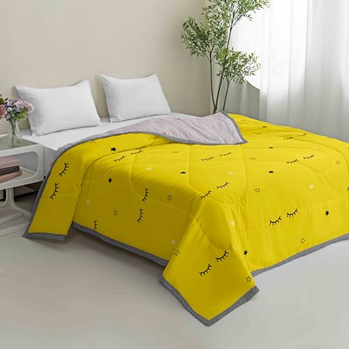 Hiseng Colcha Cama Microfibra, Ligera y Suave Colcha Cubre Cama - Multiusos, Primavera, Verano, Otoño e Invierno para Individual Matrimonio (Estrella Amarilla,135x200cm)
