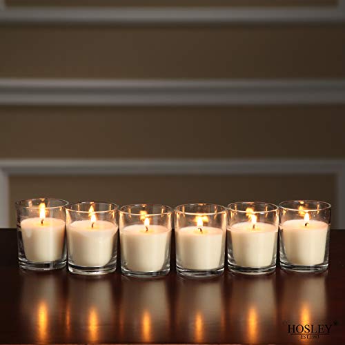 Image of Hosley's Set of 24 Ivory Unscented Glass Filled Votive Candles, Hand Poured Wax Candle Ideal Gifts for Aromatherapy Spa Weddings Birthdays Holidays Party