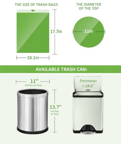 Image of 4 Gallon 208 Counts Strong Drawstring Trash Bags Garbage Bags by Teivio, Bathroom Trash Can Bin Liners, Small Plastic Bags for Home Office Kitchen Bathroom Bedroom, Multicolor
