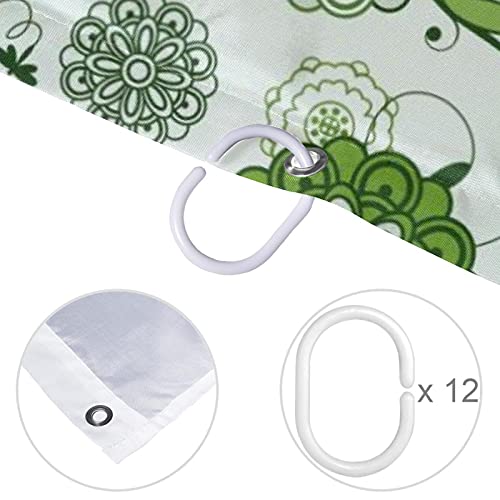 Rideau de douche floral vert 182x182 cm sans odeur pour baignoire