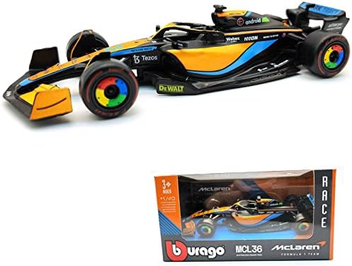 XTD Bburago 1:43 2022 F1 McLaren MCL36 #3 Daniel Ricciardo #4 Lando Norris Alloy Luxury Vehicle Diecast Cars Model Toy (2022 MCL36 #3)