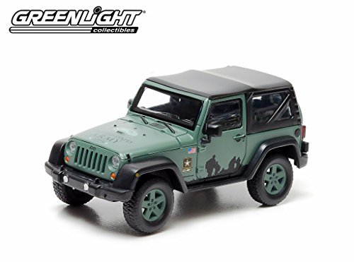 2012 Jeep Wrangler U.S. Army Hard Top Dark Green With Display Showcase 1/43 Diecast Model by Greenlight 86043 by Greenlight