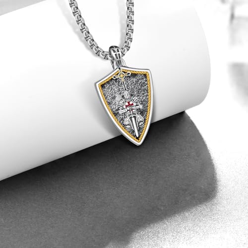 The Armor of God Necklace for Men - 925 Sterling Silver Knights Templar Cross Pendant - Religious Jewelry - Faith & Protection Symbol, Gift for Men2