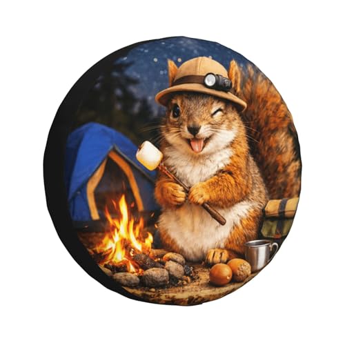 Image of Squirrel Spare Tire Cover - Funny Wheel Protectors Waterproof Universal Wheel Cover for SUV Rv Travel Trailer Camper Truck 16 Inch