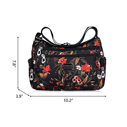 Image of NOTAG Crossbody Bags for Women Nylon Shoulder Bag Floral Multi-Pocket Purses and Handbags