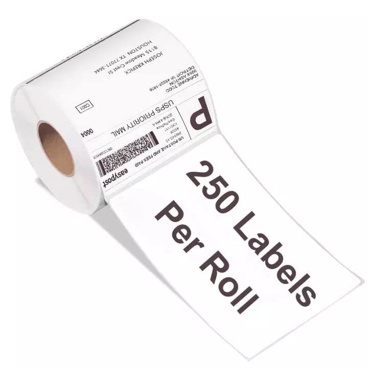 Image of 4x6 Direct Thermal Shipping Labels, 250 Per Roll, Mailing Thermal Blank Shipping Labels for Zebra 2844 Zp-450 Zp-500 Zp-505 (10 Rolls)