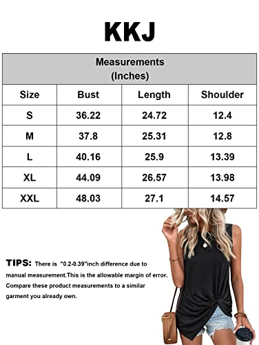 Kkj Womens Twist Hem Tank Tops Summer Sleeveless For Women Basic Casual Loose Women's Shirts Blue #TOP4