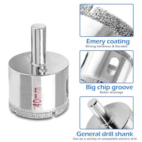 Image of Luomorgo 40mm /1 9 /16 Inch Diamond Hole Saw | Diamond Drill Bits, 1.1 Inch Cutting Depth, For Glass Ceramic Marble, For Porcelain Tile Granite, For Quartz Gemstone