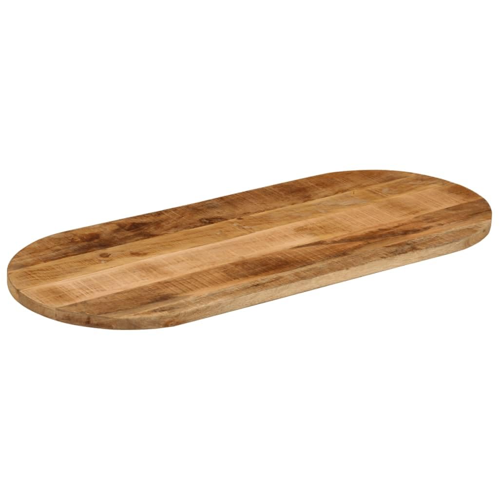 Piano da tavolo in legno massiccio ovale, 90 x 40 x 3,8 cm, in legno di mango grezzo, piano di lavoro di ricambio per mobili, accessorio per fai da te, bricolage, ristrutturazione, con bordo naturale
