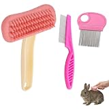 3 Stück Kaninchen Bürste, Sanfte Haarbürste für Kleintiere, Praktisches Kaninchen Zubehör zur Fellpflege, Ideal für Kaninchen und Katzen, Drei Teile Set in Rosa mit Weichen Silikonborsten