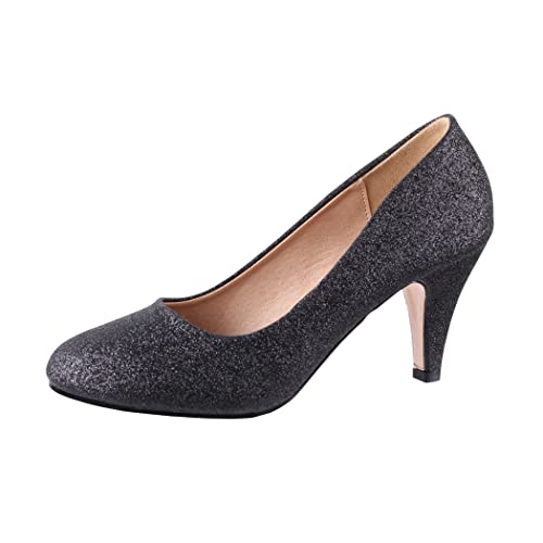 Elara Damen Pumps Strass High Heels Chunkyrayan 8981 P Black-40