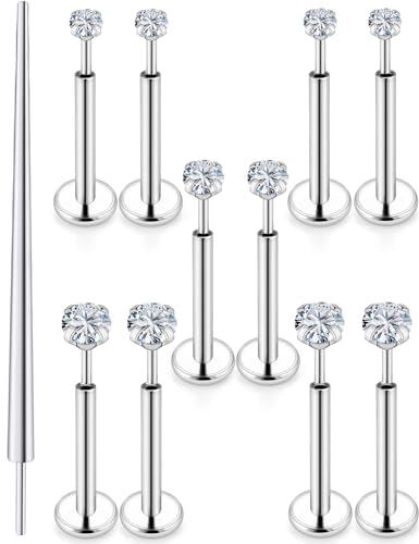 Kridzisw 20G 18G 16G Nose Rings Studs 316L Surgical Steel Flat Back Threadless Push in Nose Studs Screw L-Shaped Nose Rings Tragus Cartilage Helix Earrings Piercing Jewelry for Women Men
