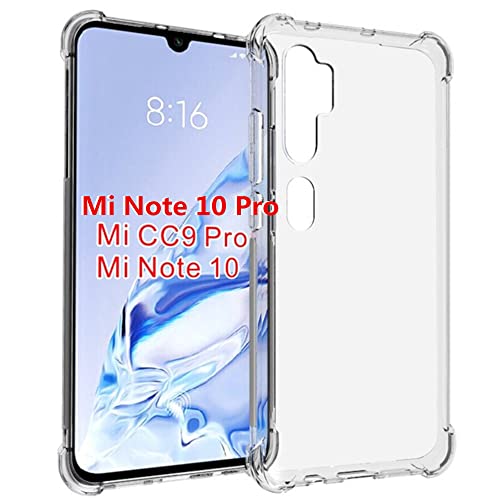 HUANGTAOLI Custodia per Xiaomi Mi Note 10, Rinforzare la con Angoli Protettiva Silicone Trasparente Bumper Cover per Xiaomi Mi Note 10