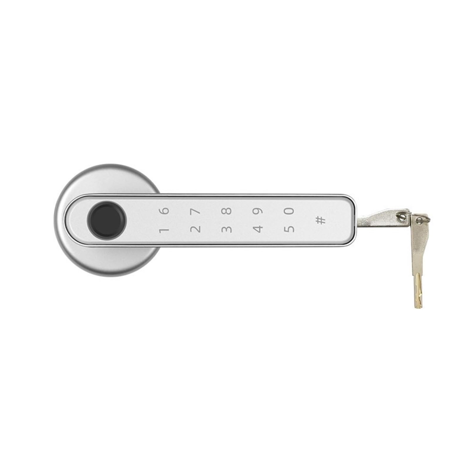 Cerradura inteligente, Cerradura de manija puerta inteligente con huella dactilar, contraseña, desbloqueo llave, energía emergencia for casa, apartamento, oficina(Silver,Regular)