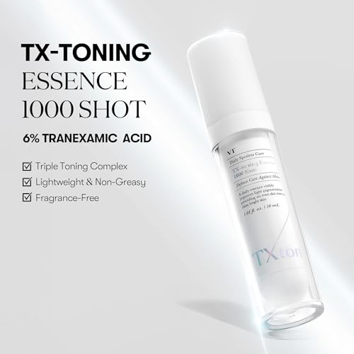VT COSMETICS TX Toning Essence 1000 Shot, Tranexamic Acid Serum with Niacinamide, Glutathione for Radiant Glass Skin Face, Dark Spots, Sun Spots, Age Spots, Acne Scar, Korean Skin Care (1.01 fl. oz.)