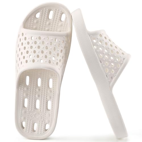 Image of Aoowoll Mens Shower Shoes With Holes Dry Quickly Bath Slippers Womens Non Slip Indoor Home Bedroom Pool Spa Guest College Dorm