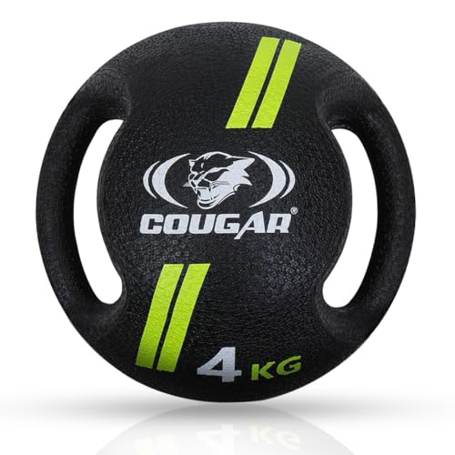 Image of COUGAR Dual Handle Rubber Moulded Medicine Ball for Home and Gym Intense Workout, 4 KG