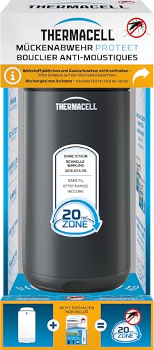 Thermacell Mückenabwehr Protect Basisgerät ohne Wirkstoffplättchen innovatives Mückenschutz Standgerät in modernem Design für Garten Terrasse und Camping Graphit