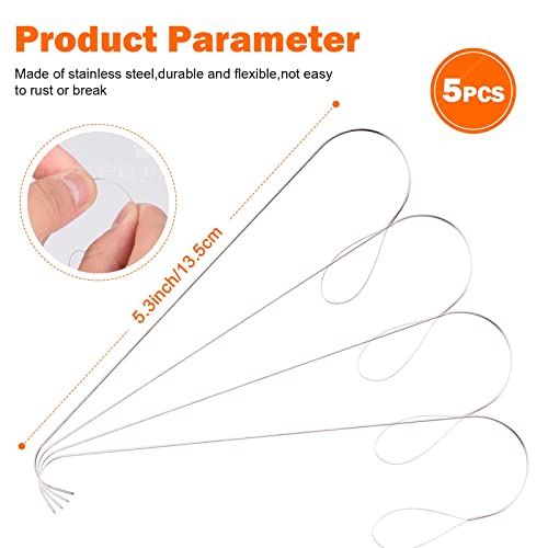 5-Piece Hook Big Eye Beading Needle With Handle, 5.3-Inch Stainless Steel Beading Needle, Suitable For All Kinds Of Diy Manual Glass Beads, Beading Machine For Beading Jewelry Technology (5 Pieces) #TOP1