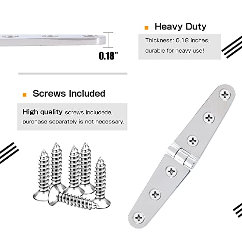 Atibin Heavy Polished Door Hinge Stainless Yacht Hardware Boat Hinge Steel Deck Mount Marine Hinges Cabinet Sus316 6 Inch X 1.10 Inch 2Pcs #TOP3