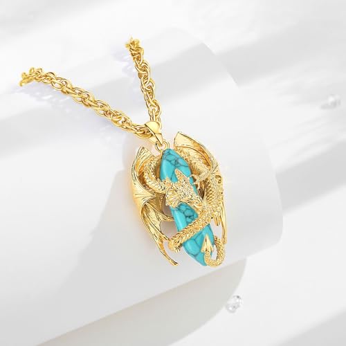 Cristal de guérison hexagonal et collier dragon au design mystique - 3