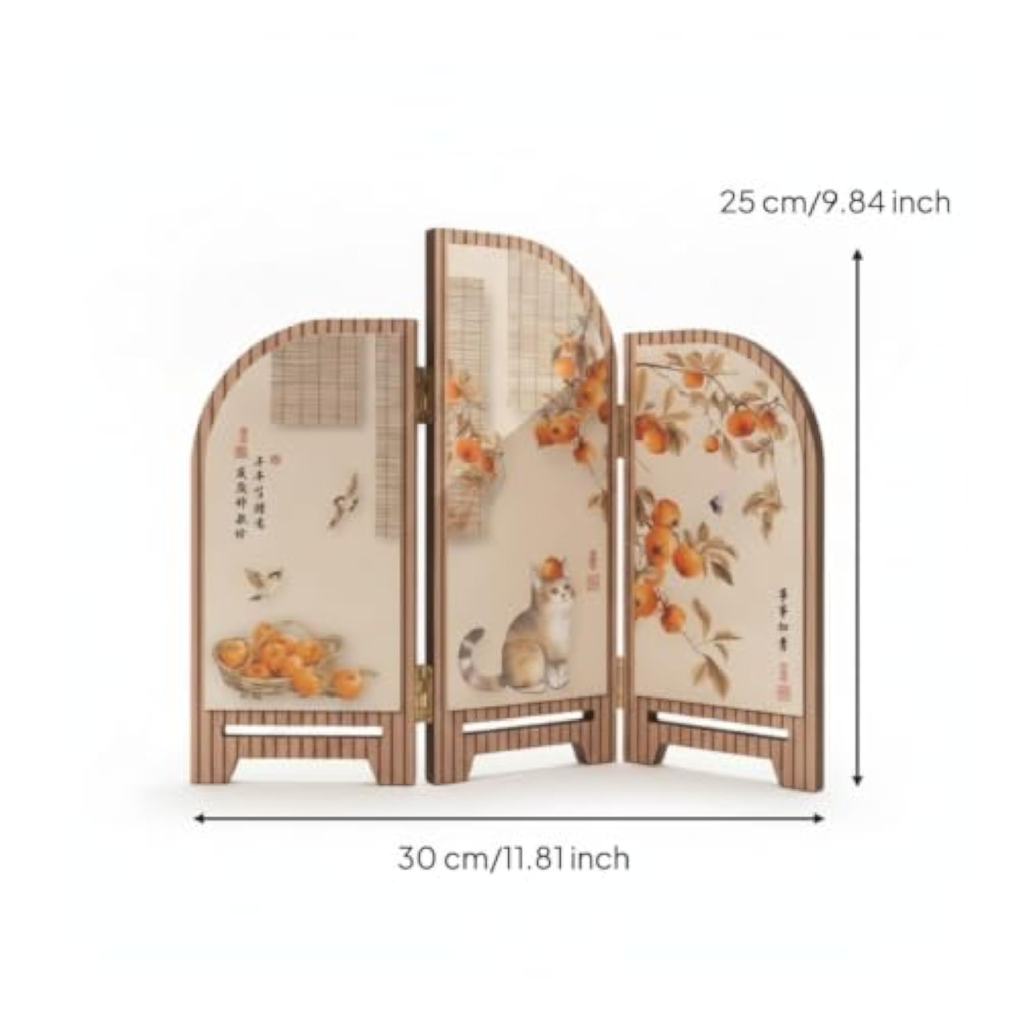 Hinged Desktop Folding Screen, Freestanding Three-Panel Partition