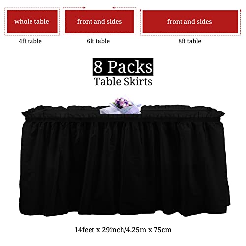 8 Pack Table Skirt Disposable Black Table Skirts Carnival Theme Party Decorations 29 In X 14 Ft Disposable Table Skirts For Wedding Engagement Party Baby Shower #TOP1