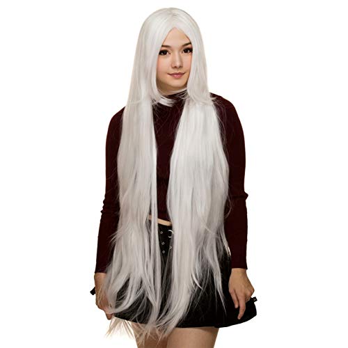 PIXNOR Peruca Cosplay Longa Com Franja Peruca Reta Sintética Halloween Peruca de Cabelo Comprido par
