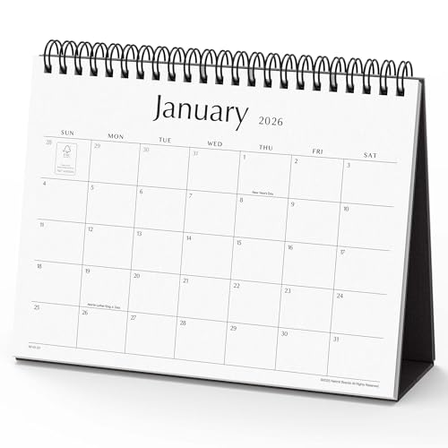 Desk Calendar 2026, Nekmit Standing Flip Desktop Calendar Covers 18 Months Runs from January 2026 to June 2027, Flip Small Desk Calendars with Stickers and Flower Design 8x6"