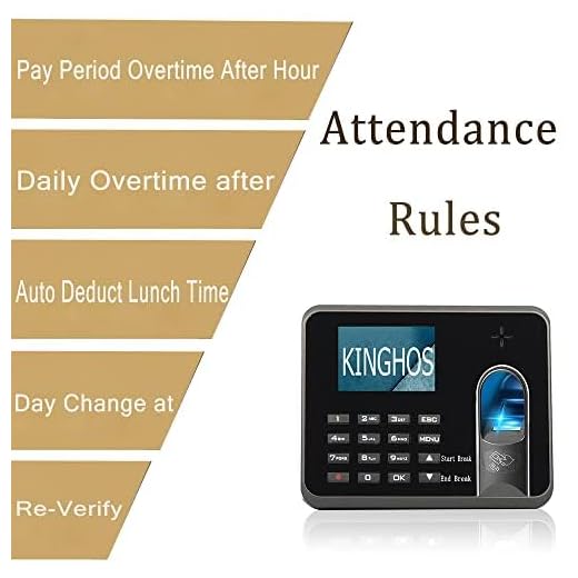 KINGHOS Fingerprint Time Clock with Free Software, Auto Calculate Overtime and Work Hour/Deduct Lunch Time, Biometric Employee Time Attandence Machine for Small Business and Office NO Monthly Fee