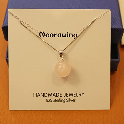 Nearawing Dazzling Raw Pink Rose Quartz Crystal Pendant Necklace With 925 Sterling Silver Chain - Handmade Healing Chakra Stone Jewelry For Women(Rose-Quartz3) #TOP3