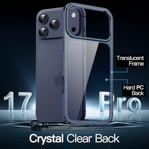 Image of JETech Case for iPhone 17 Pro 6.3-Inch, Non-Yellowing Shockproof Phone Bumper Cover, Anti-Scratch Clear Back (Deep Blue)