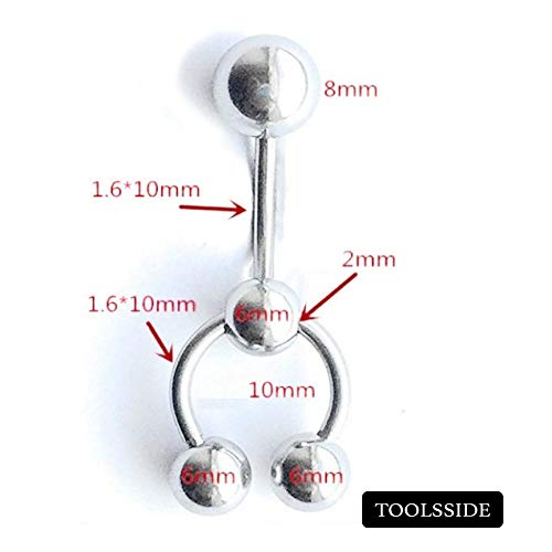 Toolsside Vch Jewelry Vertical Hood Piercing For Women - 4 Balls Surgical Steel Horseshoe & Barbell Combo For Vch Piercing - 14G Curved Barbell Genital Piercing #TOP4