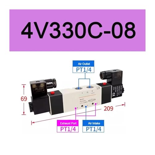 Électrovanne 4V330C-08 AC24V pour stabiliser la pression des vérins d'air