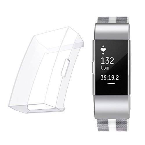 Minfex for Fitbit Charge 2 Screen Protector Case Cover, Soft TPU Protective Casing Scratch Proof Transparent Frame Shell Accessories for Fitbit Charge 2 Fitness Watch Transparent