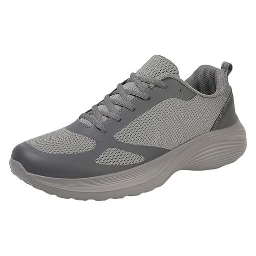 Zapatillas de deporte transpirables para hombre, ligeras, de malla, para el tiempo libre, tallas grandes, con cordones, para caminar, para tenis, fitness, correr, correr, para la calle, gris oscuro