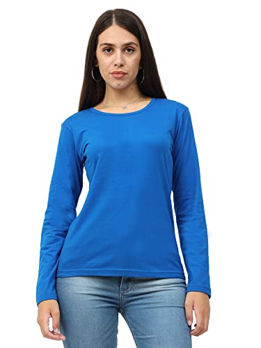 Image of FLEXIMAA Women's Cotton Plain Round Neck Full Sleeve T-Shirt