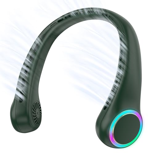 Image of ITSHINY Neck Fan, Portable Fan, Mini USB Fan, Bladeless Fan, Powerful and Quiet Fan with 4000 mAh Battery 3 Speeds for Outdoor Camping Office Room