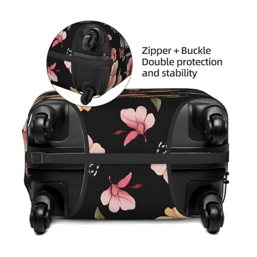 Flower Butterfly Elastic Travel Luggage Cover, Washable Spandex Suitcase Protector, Anti-Scratch Fits 18-32 Inch4