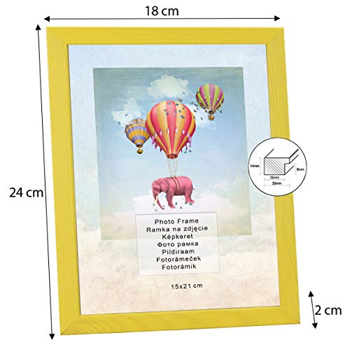 Bilderrahmen Set 2 Stück A5 15x21 cm – Farbe Gelb aus Holz, mit Acrylglas – zum vertikalen oder horizontalen Aufhängen… – Bild 4