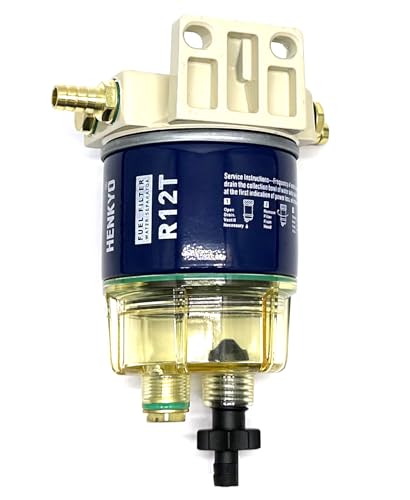 Filtro de extracción de combustible/agua R12T. Compatible con: S3240,120AT R12T NPT ZG1/4-19 (compatible con motores fueraborda NPT de 1/4 pulgadas) motores marinos de gasolina y diesel. Viene con