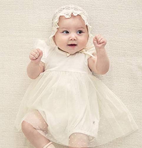 Baby Girl Toddlers Breathable Lacy Bonnet Eyelet Cotton Adjustable Sun Protection Hat (Pale Yellow-1) #TOP4