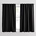 PONY DANCE Blackout Window Curtains - Insulating Against Drafts Drapes Noise Reducing Thermal Insulated Back Tab/Rod Pocket Draperie, 52 x 45-inch Long, Black, Double Panels