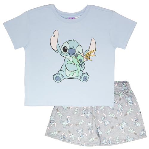 Disney Princesse, Minnie Mouse, Lilo & Stitch Ensemble t-shirt à manches courtes et leggings à volants pour filles, Bleu/gris, 5