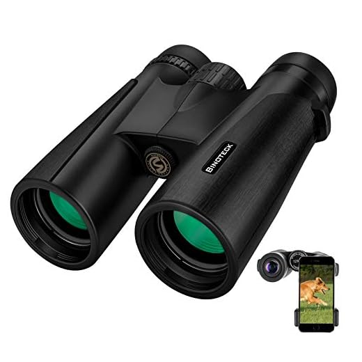 Binoteck 12x42 Binoculars for Adults Weak Light Vision Compact HD Binoculars for Bird-Watching Travel Hunting Concerts Opera Sports BAK4 Prism FMC Lens with Phone Mount Strap Carrying Bag