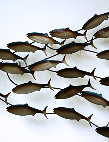 Honcoen Metal Fish Wall Decor Sculpture 3D Wall Art Indoor Home Ornament Gifts Modern Decoration Outdoor Garden Hanging Crafts 57X17 Inch #TOP4
