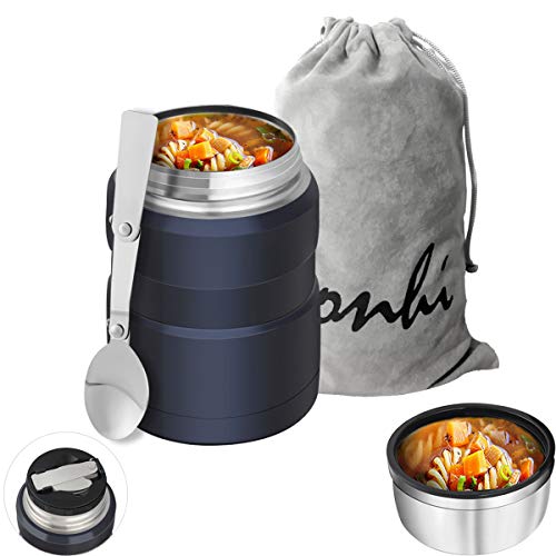 Yonhi Stainless Steel Food Thermos with Lid, Kids Lunch Thermos Hot Food,Iinsulated Lunch
